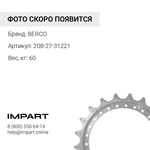 208-27-31221 KM1616 Звездочка BERCO