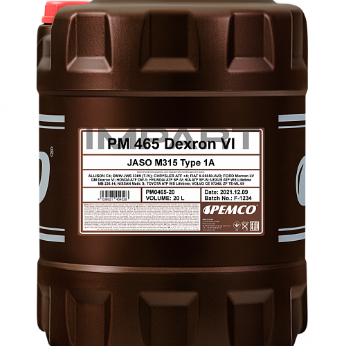 Масло трансмиссионное PEMCO 465 ATF Dexron VI (20литр)